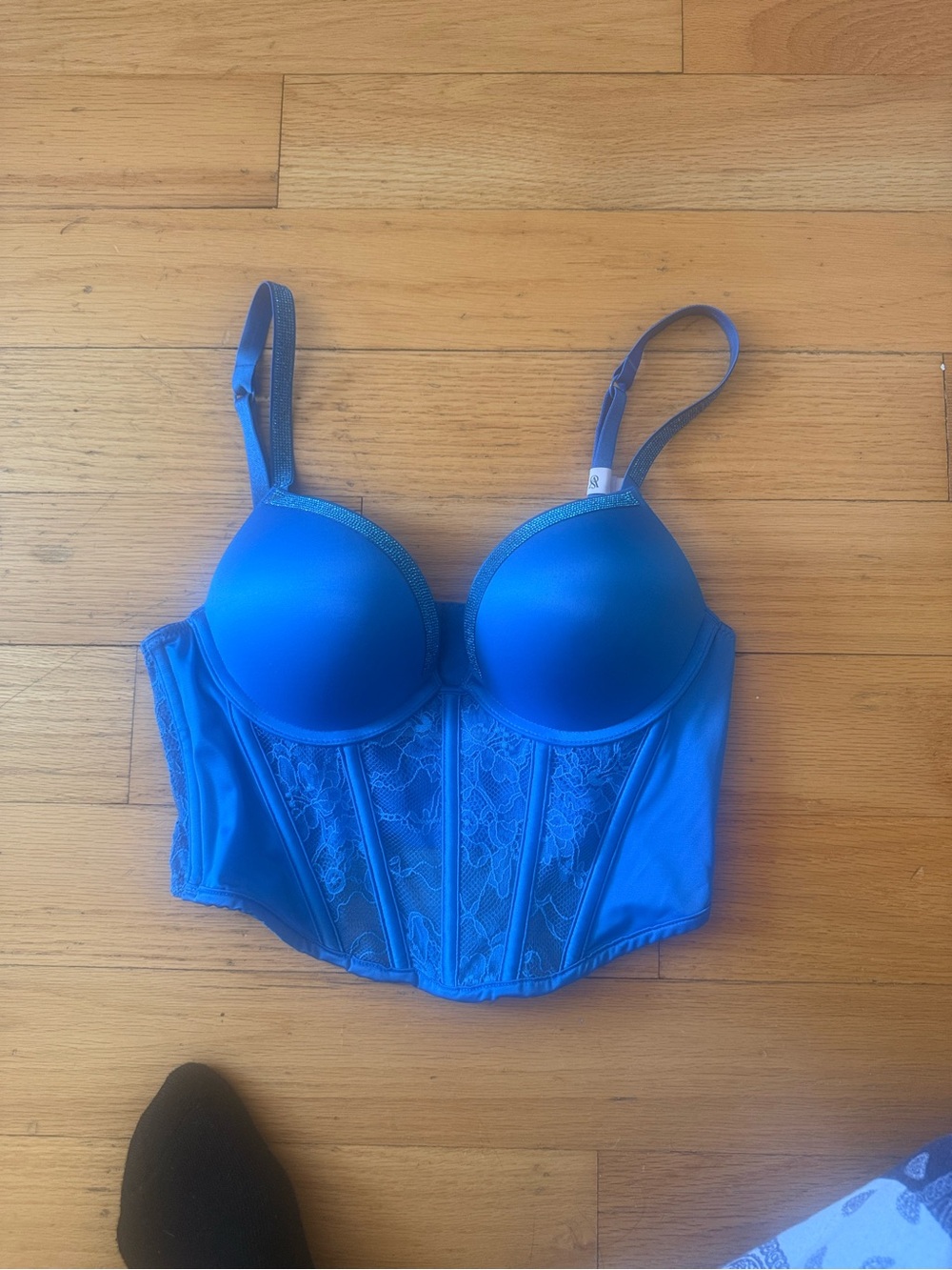 Victoria's Secret Bright Blue Lace Longline Bustier Bra